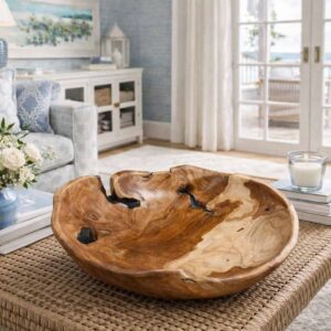 Hand-Carved Burl Wood Bowl with Organic Edge