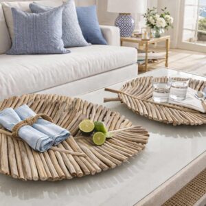 Sculptural Driftwood Leaf Trays – Set of Three