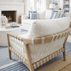 Designer Coastal Crossed Rope Accent Chair – Brand New