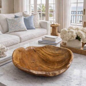 Hand-Carved Burl Wood Bowl Organic Edge