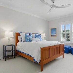 Crane & Canopy “Capri Blue Linden Border” Queen Duvet + Euro Shams – Pristine Coastal Luxe