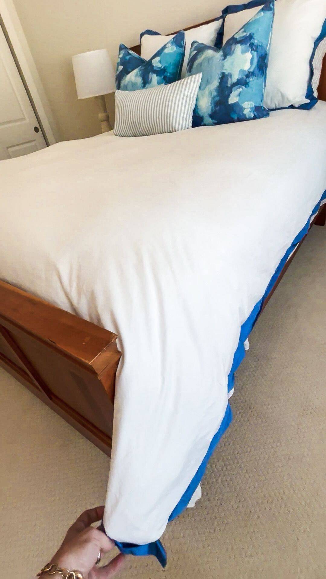 Crane & Canopy “Capri Blue Linden Border” Queen Duvet + Euro Shams – Pristine Coastal Luxe - Image 3