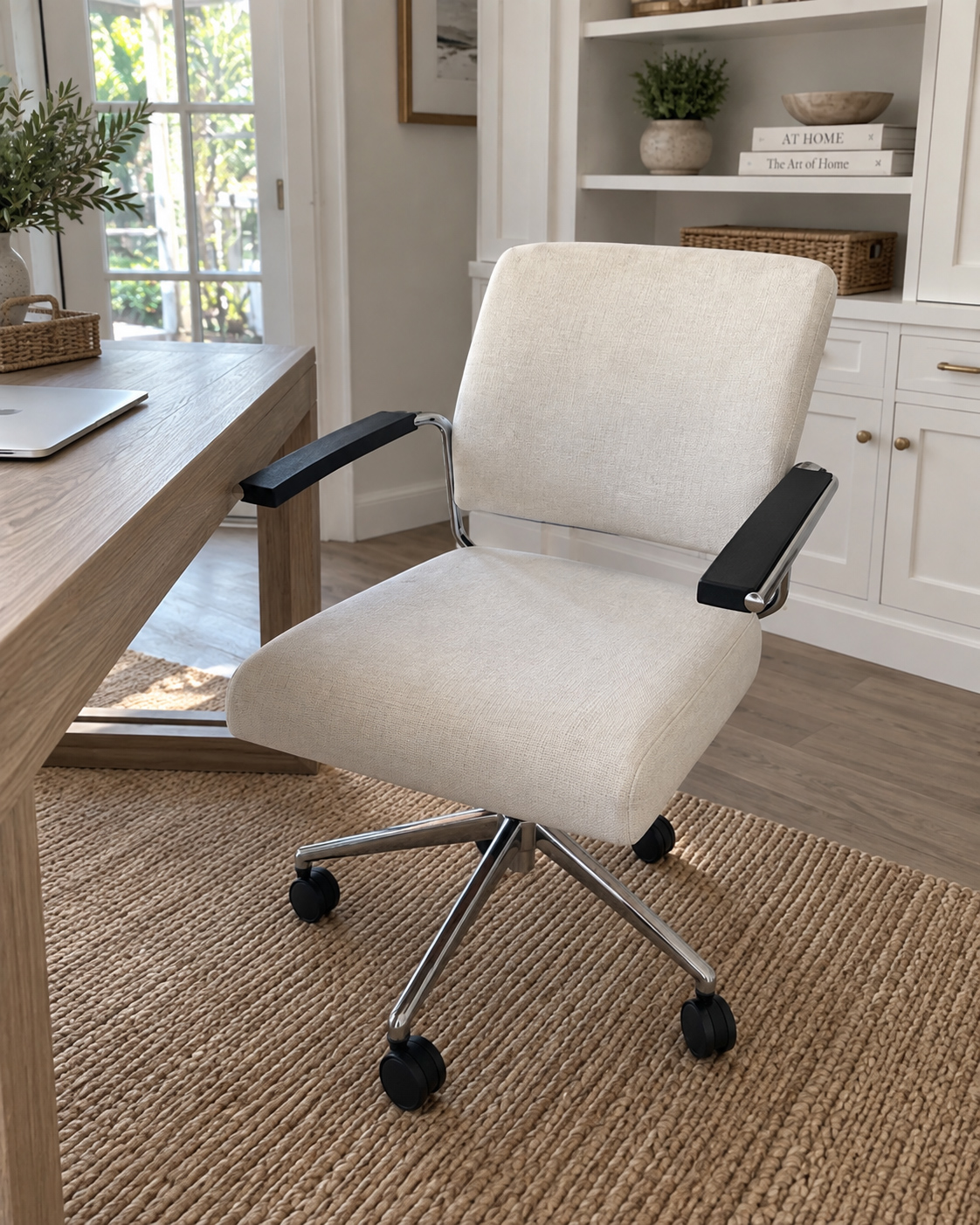 Modern Canvas & Chrome Rolling Desk Chair
