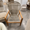 Pair of Outdoor Interiors Teak & Woven Parlor Chairs | Linen & Cane Collection