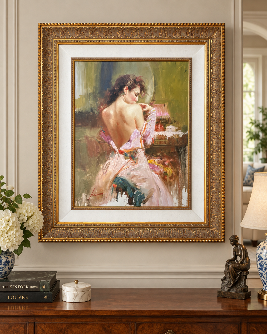 3CCF91ED-662C-4257-863F-5CBCB002073A (1) Pino Daeni “Contemplation” Giclée on Canvas | Artist’s Proof 2/95 AP | Ornate Gilt Frame