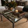 Hand-Forged Iron & Glass Coffee Table