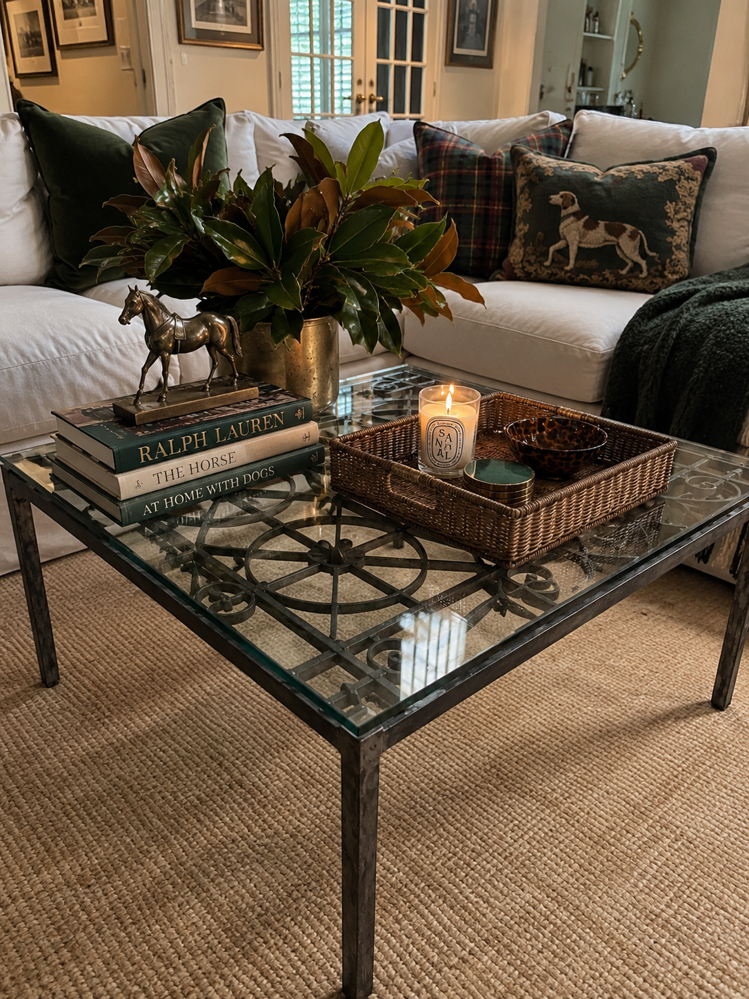 Hand-Forged Iron & Glass Coffee Table