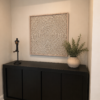 49B7D9BC-C18C-4B23-AC1E-EE031F9BFA6B (1) Restoration Hardware Hand-Rolled Clay Bead Wall Art | Large Neutral Textured Statement Piece