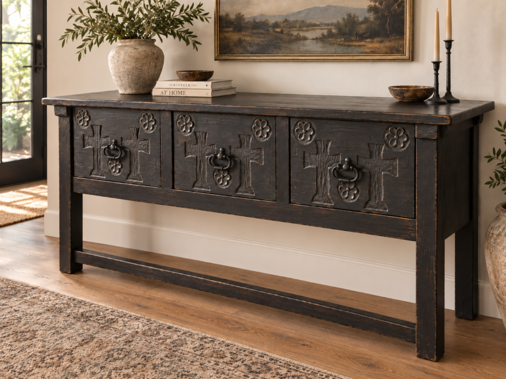 Monumental Hand-Carved Spanish Colonial Sideboard / Console | 77”
