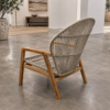Pair of Outdoor Interiors Teak & Woven Parlor Chairs | Linen & Cane Collection