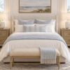 9095D668-04C9-4806-823D-5D10544767CF Pair of Sandstone Two-Drawer Nightstands with Brass Hardware