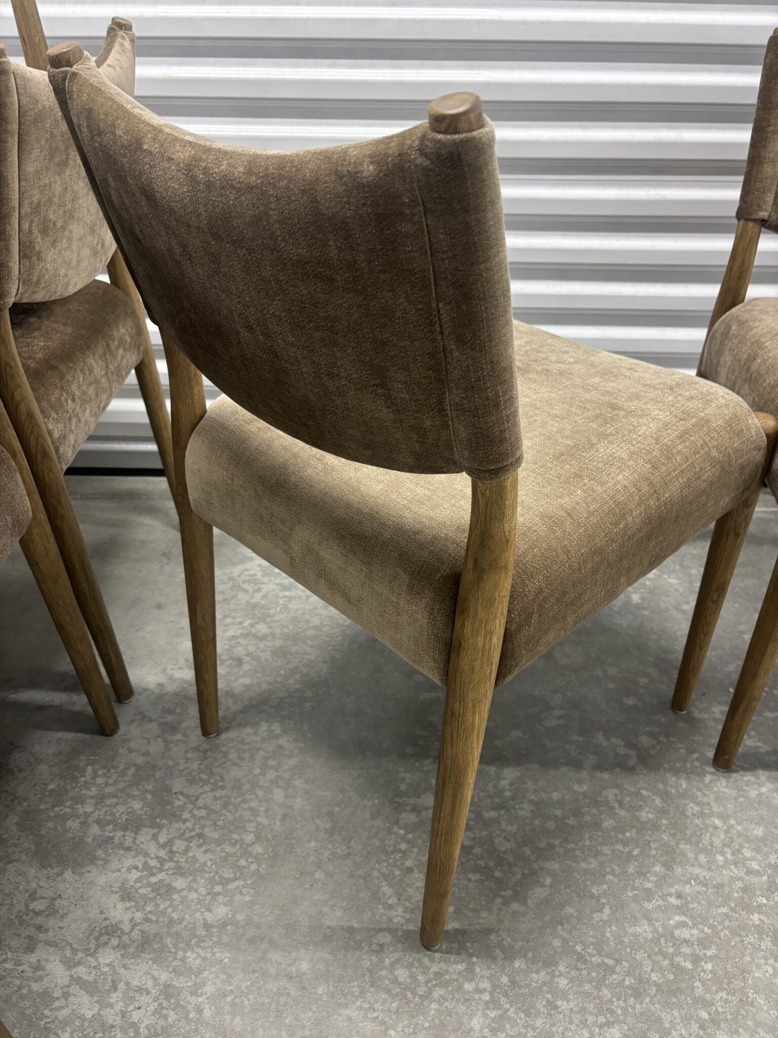 Set of 6 Four Hands Jayla Dining Chairs – Altair Mushroom + Toasted Oak
