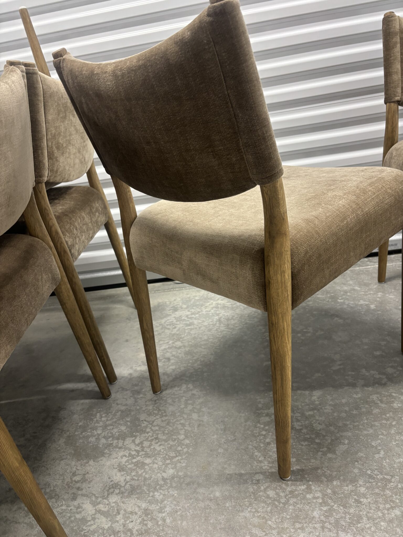Set of 6 Four Hands Jayla Dining Chairs – Altair Mushroom + Toasted Oak