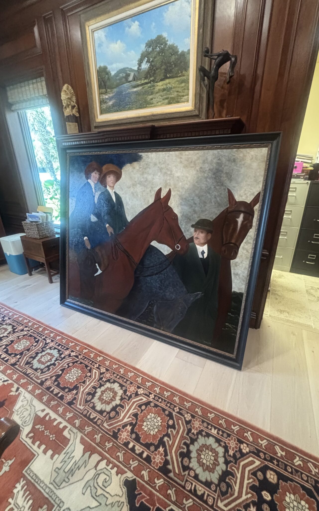 Monumental Signed “Wallis” Equestrian Oil Painting | 76” x 65”