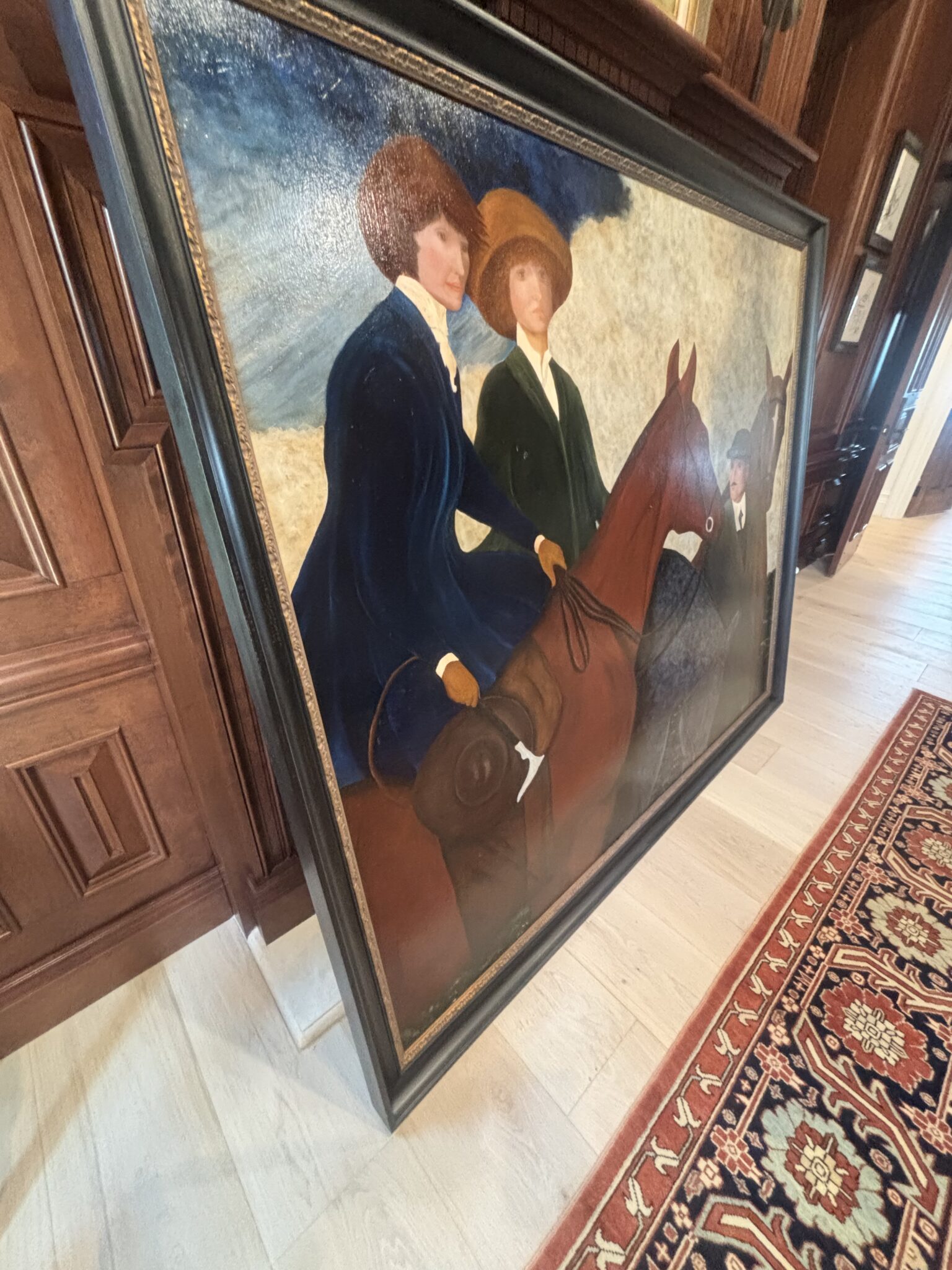 Monumental Signed “Wallis” Equestrian Oil Painting | 76” x 65”