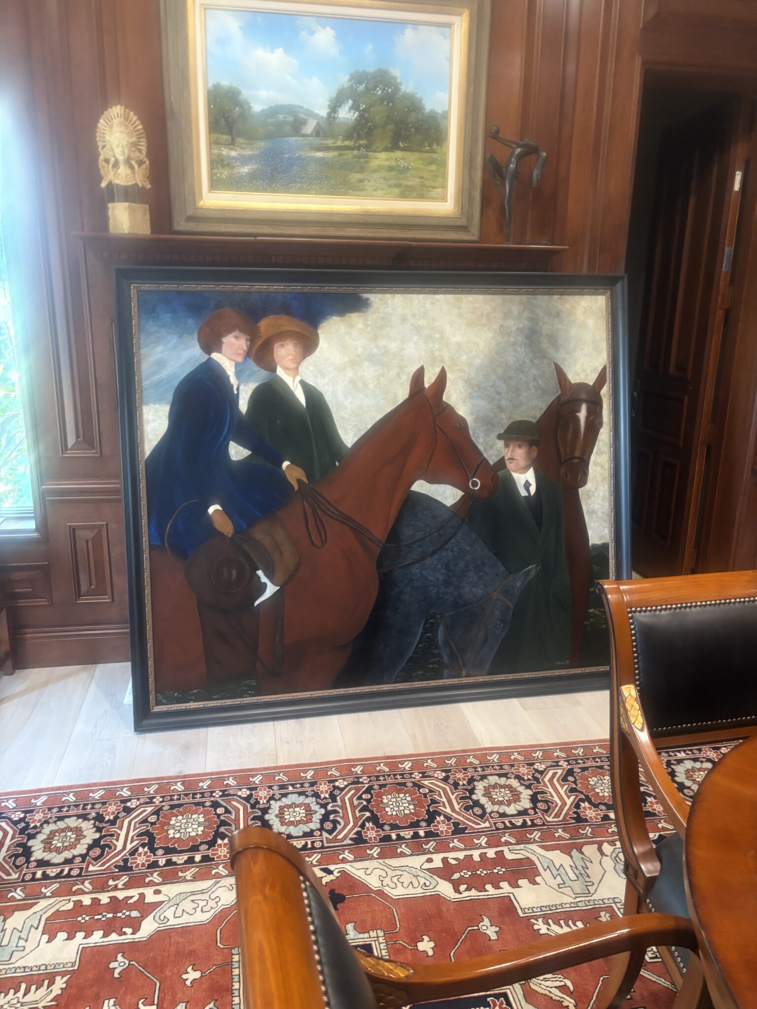 Monumental Signed “Wallis” Equestrian Oil Painting | 76” x 65”
