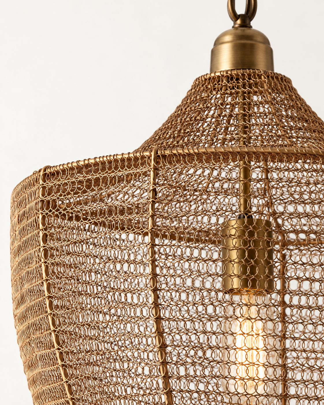 NEW IN BOX | Shades of Light Boho Woven Wire Pendant – Aged Brass – 22”