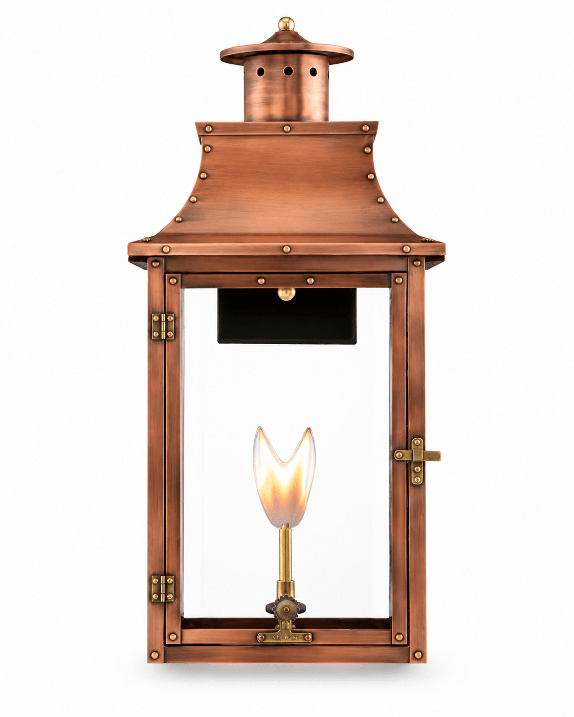 French Market Pair of Primo Royal Handcrafted Copper Wall Gas Lanterns | Aged Copper | RL-21