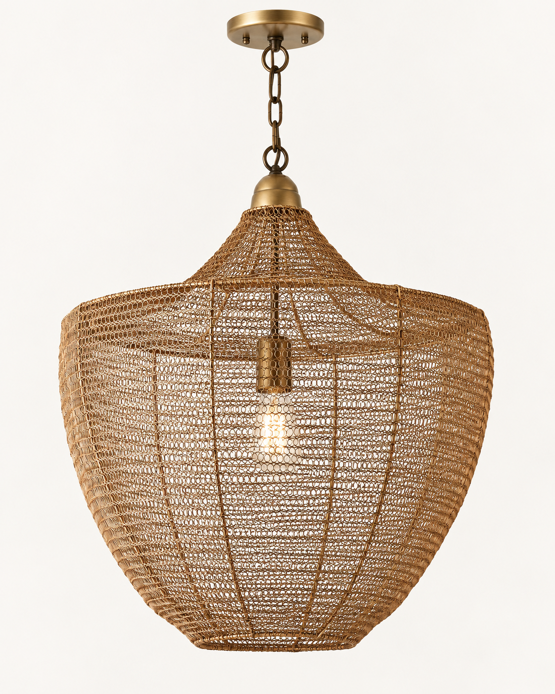 NEW IN BOX | Shades of Light Boho Woven Wire Pendant – Aged Brass – 22”
