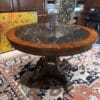 Ornate Marble-Inset Pedestal Table & Four Gilded Medallion Armchairs