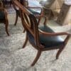 Ornate Marble-Inset Pedestal Table & Four Gilded Medallion Armchairs